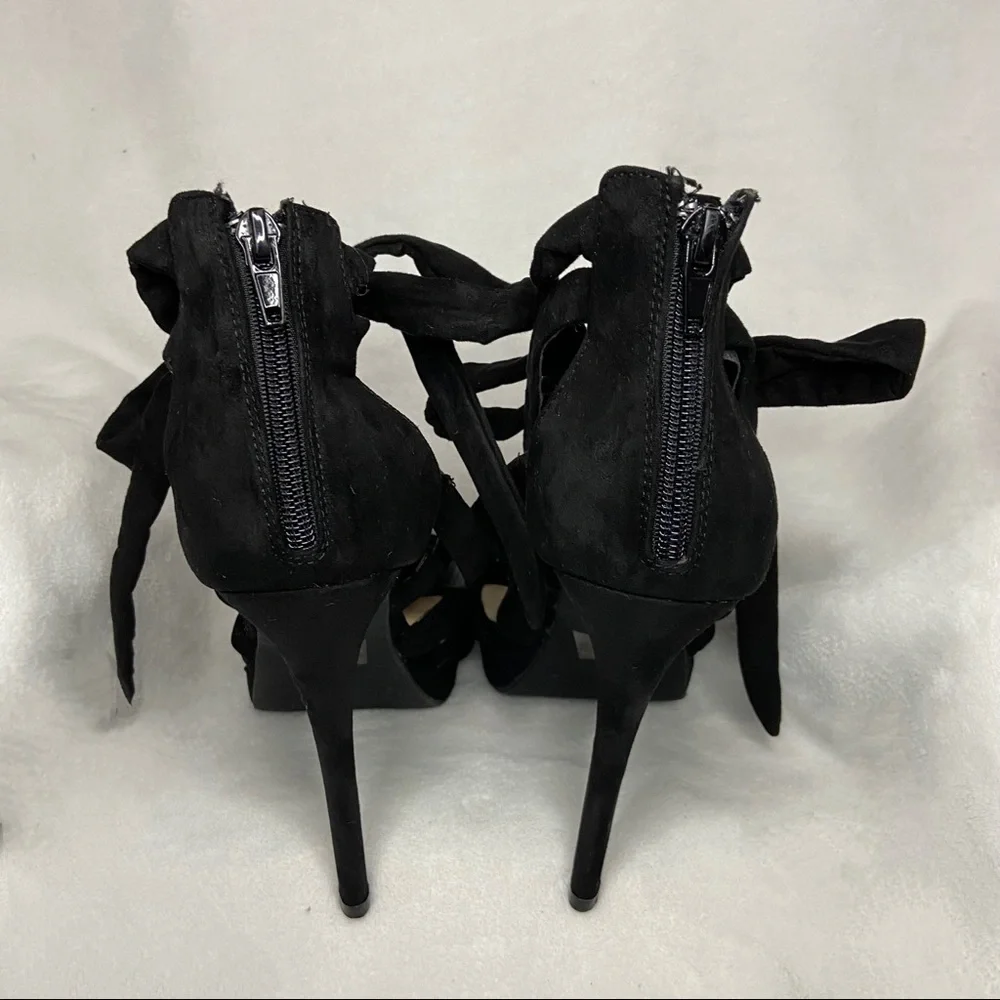 Lounge Suede Crisscross Leg Wrap Stiletto Heel - Picture 6 of 13